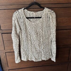 Free People Women's Cable Knit Sweater - Cream and gray